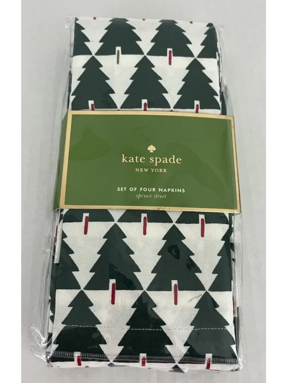 Kate Spade New York Set of 4 Napkins Spruce Street Christmas Tree Holiday NWT